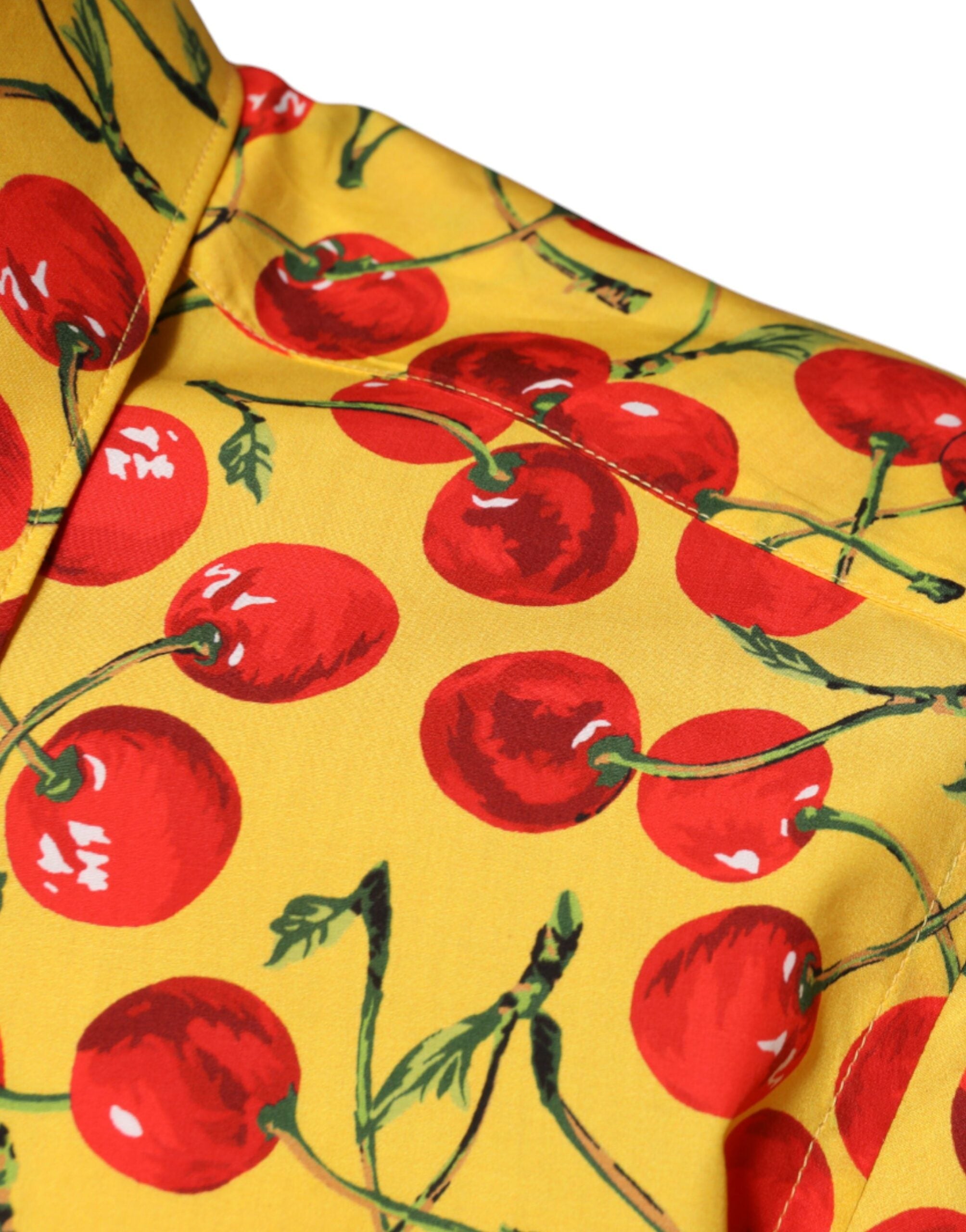Dolce & Gabbana Yellow Cherry Cotton Shirt MARTINI